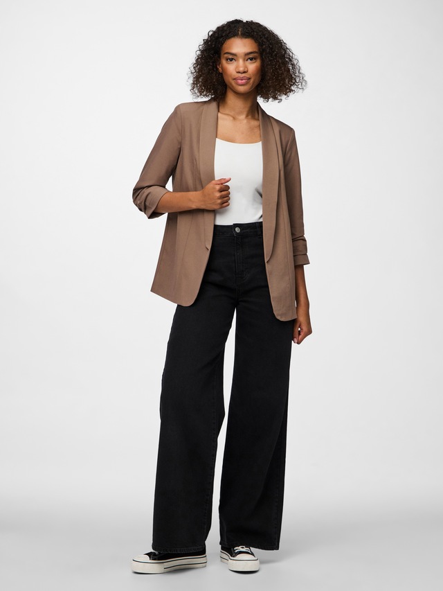 pieces »PCBOSELLA 3/4 BLAZER NOOS« Materialmix, regular fit