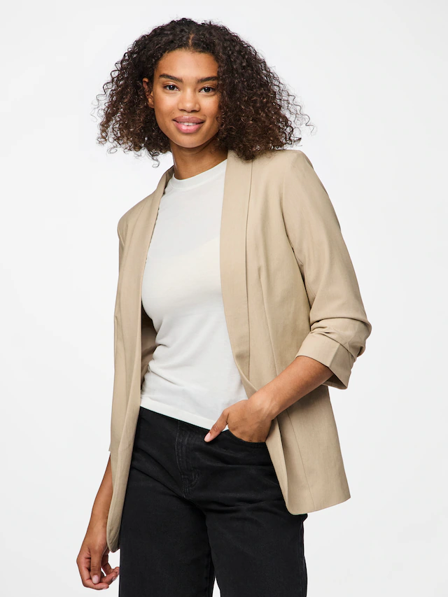 pieces »PCBOSELLA 3/4 BLAZER NOOS« Materialmix, regular fit