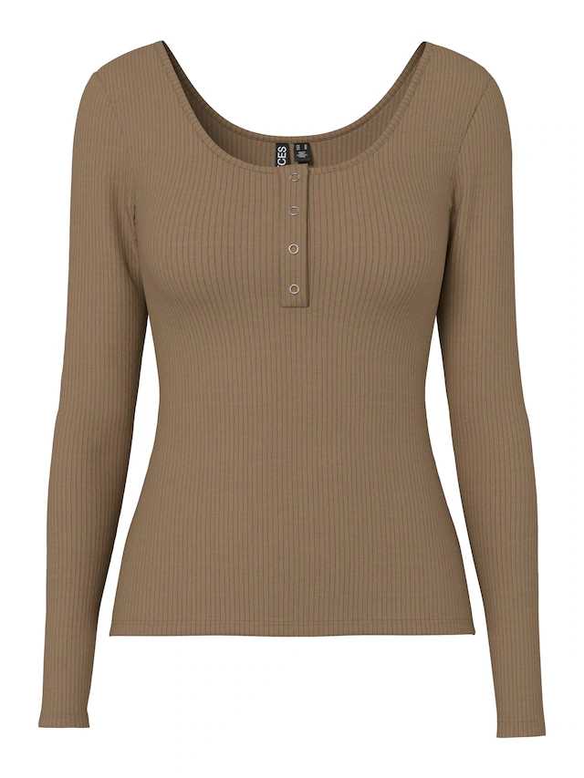 pieces Langarmshirt »PCKITTE LS TOP NOOS BC« Baumwollmischung, slim fit