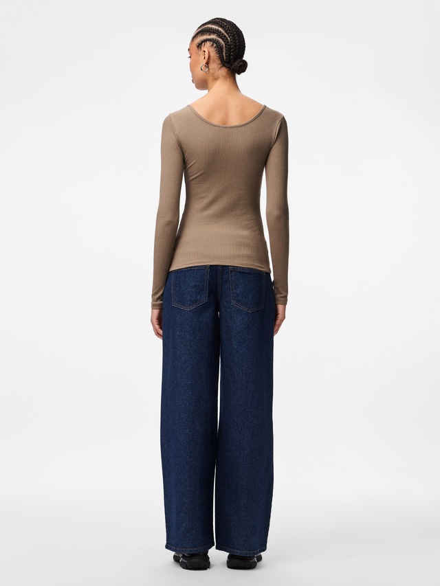pieces Langarmshirt »PCKITTE LS TOP NOOS BC« Baumwollmischung, slim fit
