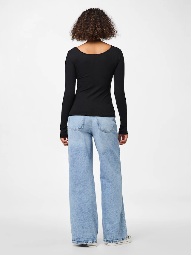 pieces Langarmshirt »PCKITTE LS TOP NOOS BC« Baumwollmischung, slim fit