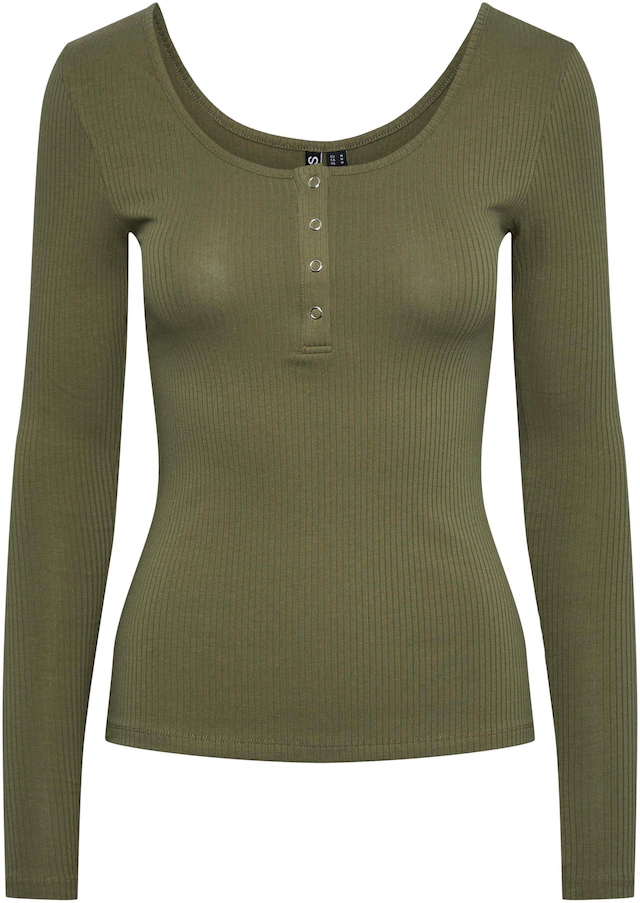 pieces Langarmshirt »PCKITTE LS TOP NOOS BC« Baumwollmischung, slim fit