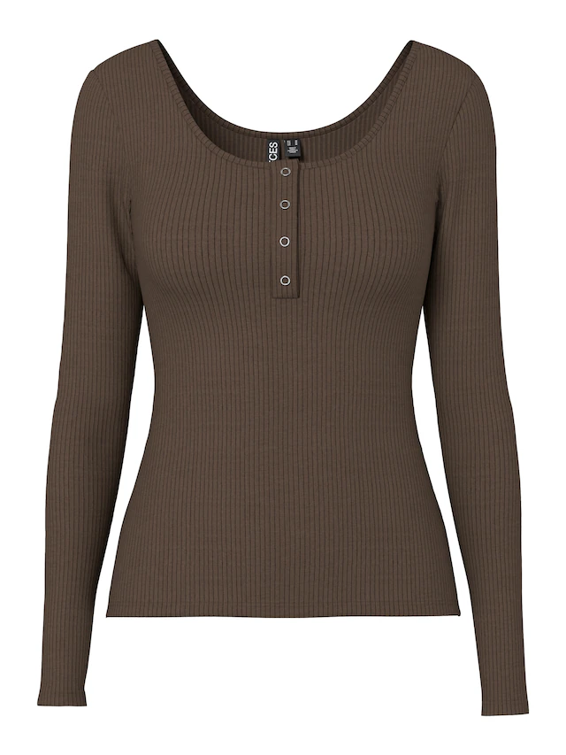 pieces Langarmshirt »PCKITTE LS TOP NOOS BC« Baumwollmischung, slim fit