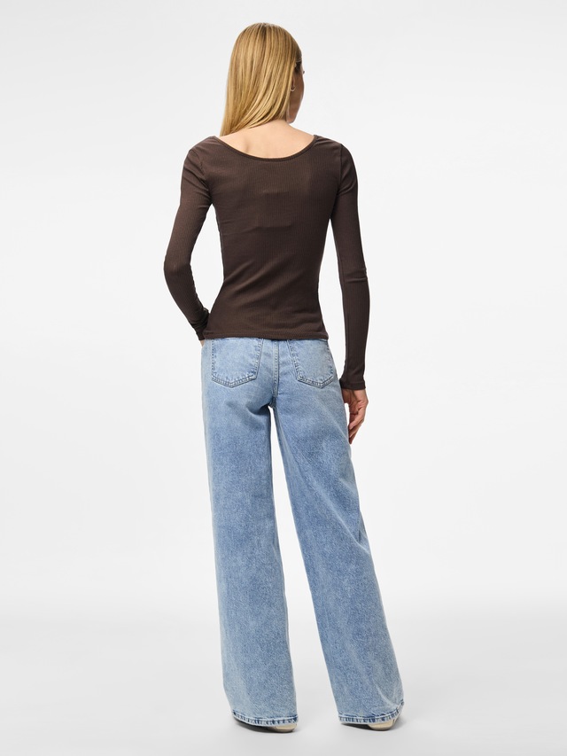 pieces Langarmshirt »PCKITTE LS TOP NOOS BC« Baumwollmischung, slim fit