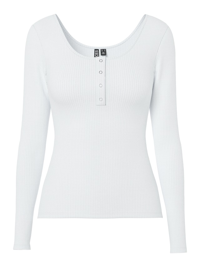 pieces Langarmshirt »PCKITTE LS TOP NOOS BC« Baumwollmischung, slim fit