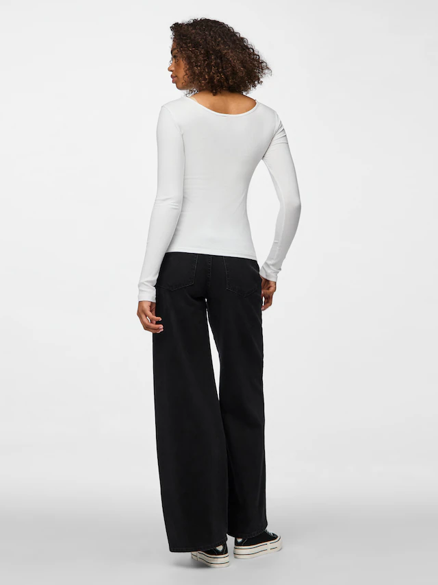 pieces Langarmshirt »PCKITTE LS TOP NOOS BC« Baumwollmischung, slim fit