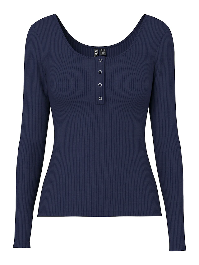 pieces Langarmshirt »PCKITTE LS TOP NOOS BC« Baumwollmischung, slim fit