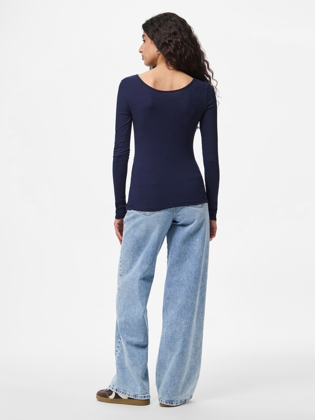 pieces Langarmshirt »PCKITTE LS TOP NOOS BC« Baumwollmischung, slim fit