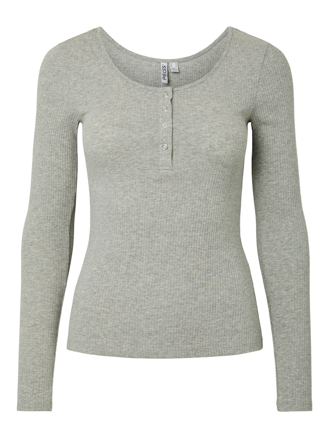 pieces Langarmshirt »PCKITTE LS TOP NOOS BC« Baumwollmischung, slim fit