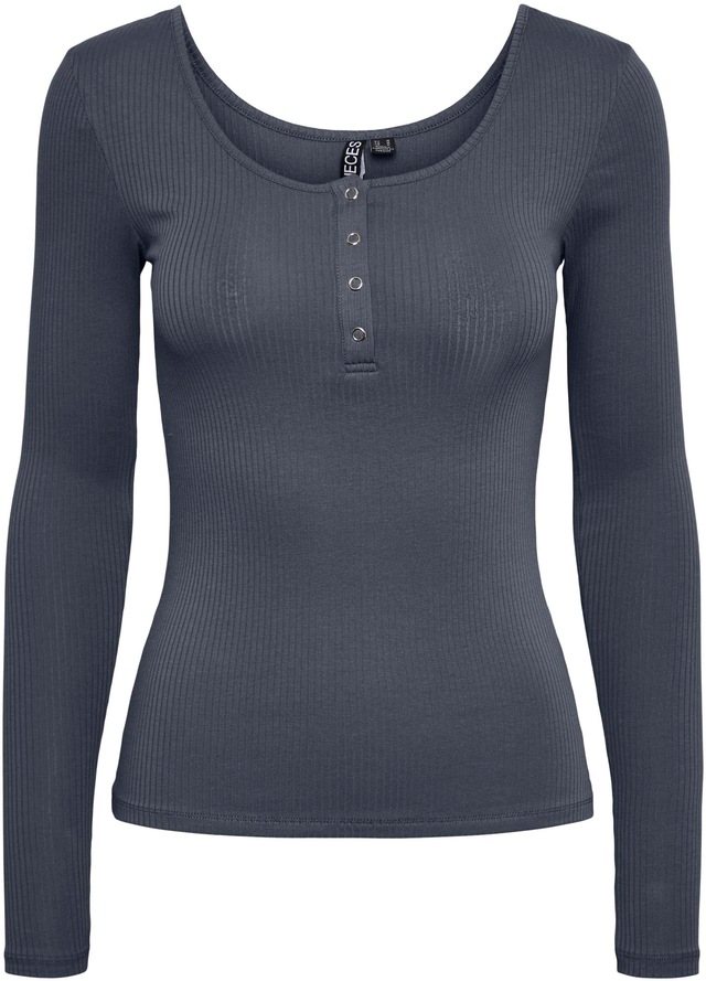 pieces Langarmshirt »PCKITTE LS TOP NOOS BC« Baumwollmischung, slim fit