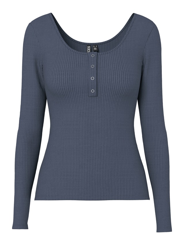 pieces Langarmshirt »PCKITTE LS TOP NOOS BC« Baumwollmischung, slim fit