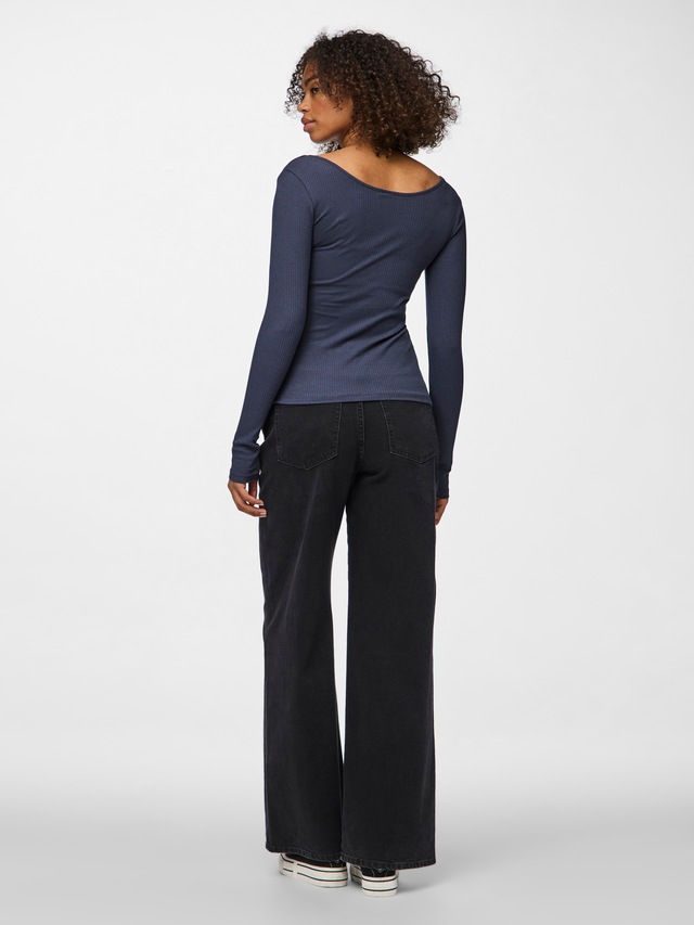 pieces Langarmshirt »PCKITTE LS TOP NOOS BC« Baumwollmischung, slim fit