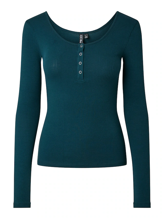 pieces Langarmshirt »PCKITTE LS TOP NOOS BC« Baumwollmischung, slim fit