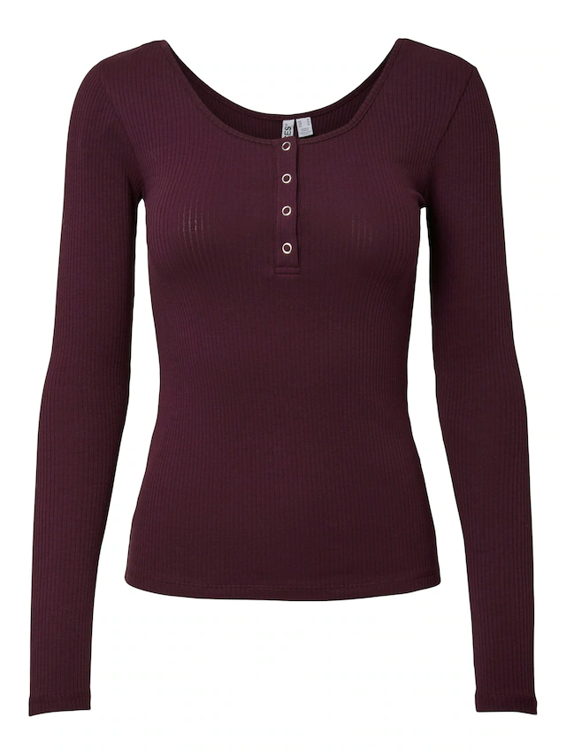 pieces Langarmshirt »PCKITTE LS TOP NOOS BC« Baumwollmischung, slim fit