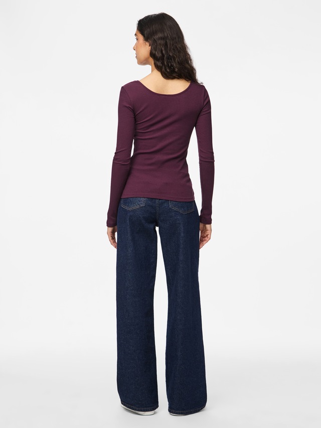 pieces Langarmshirt »PCKITTE LS TOP NOOS BC« Baumwollmischung, slim fit