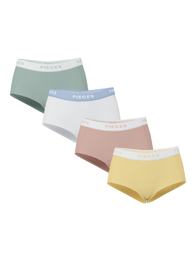 pieces Hipster »PCLOGO LADY 4 PACK SOLID NOOS BC« Packung, 4er-Pack, 4 Stk. Baumwollmischung