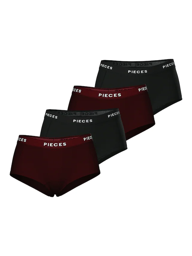 pieces Hipster »PCLOGO LADY 4 PACK SOLID NOOS BC« Packung, 4er-Pack, 4 Stk. Baumwollmischung