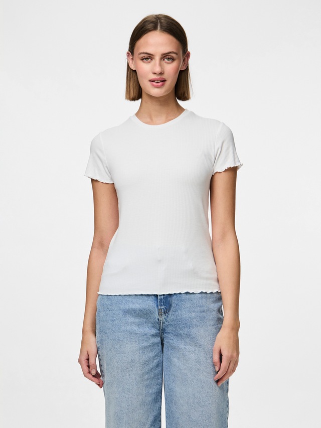 pieces Kurzarmshirt »PCNICCA SS O-NECK TOP KAC BFD« Viskosemischung, slim fit