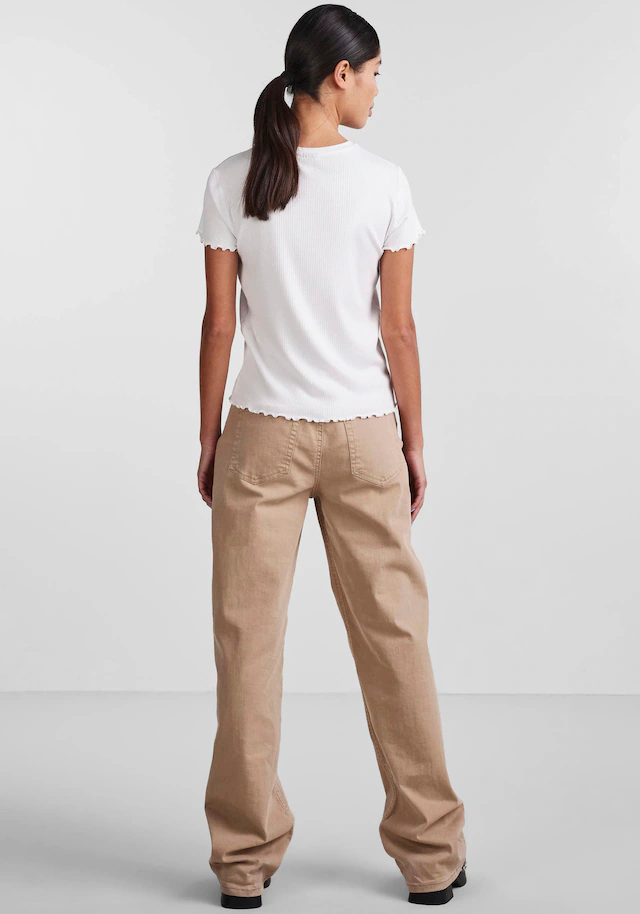 pieces Kurzarmshirt »PCNICCA SS O-NECK TOP KAC BFD« Viskosemischung, slim fit
