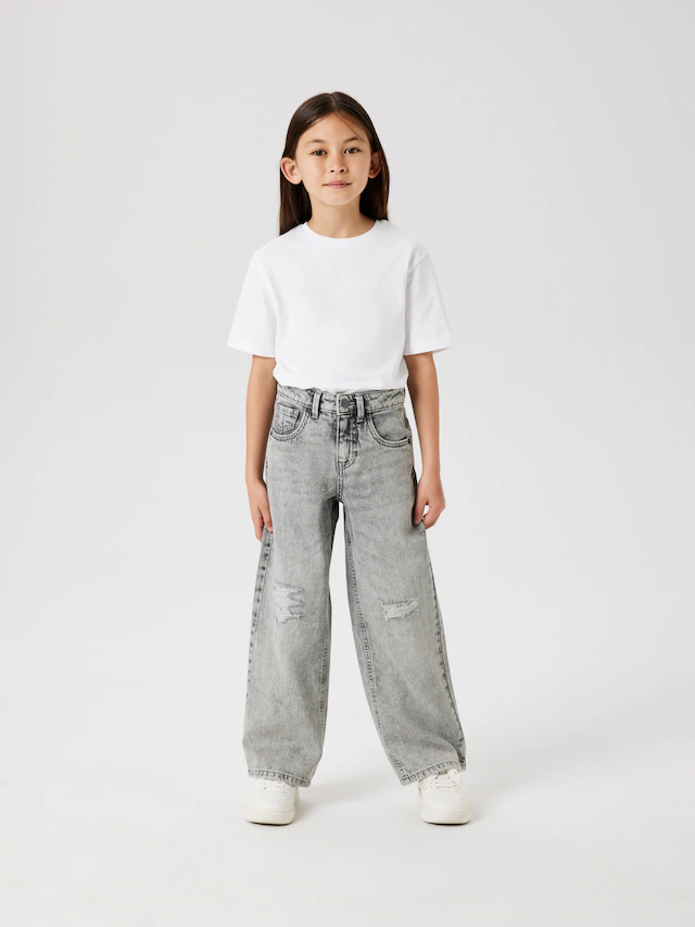 Name It 5-Pocket-Jeans »NKFROSE für Mädchen mit Destroyed-Effekt und hohem Bund« normal, Denim, Abriebeffekte, Reißverschluss