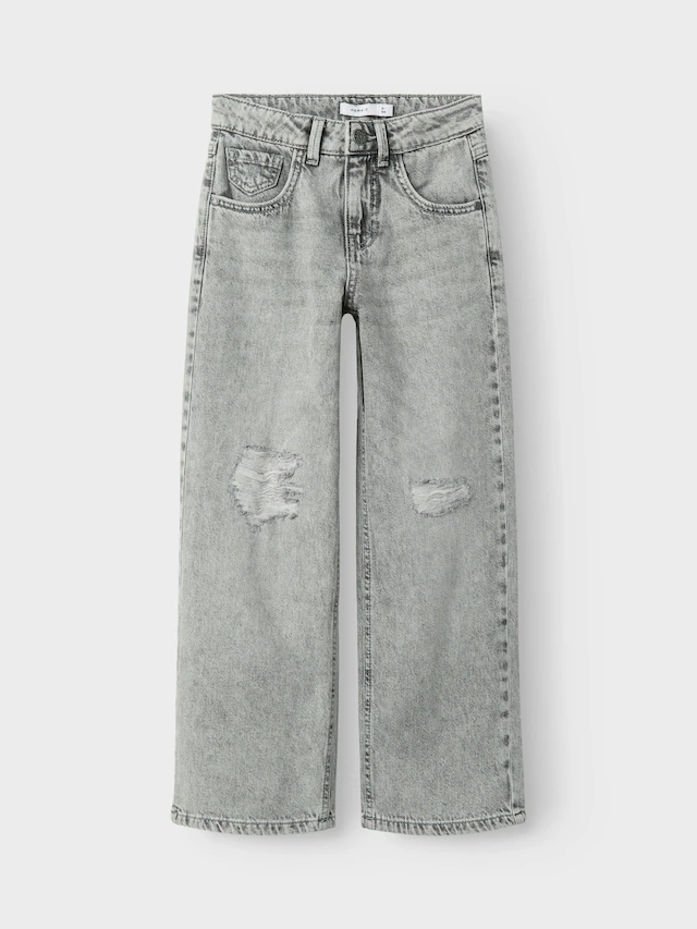 Name It 5-Pocket-Jeans »NKFROSE für Mädchen mit Destroyed-Effekt und hohem Bund« normal, Denim, Abriebeffekte, Reißverschluss