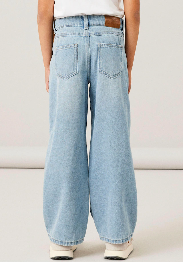 Name It 5-Pocket-Jeans »NKFROSE für Mädchen mit Destroyed-Effekt und hohem Bund« normal, Denim, Abriebeffekte, Reißverschluss