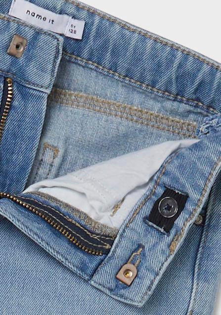 Name It 5-Pocket-Jeans »NKFROSE für Mädchen mit Destroyed-Effekt und hohem Bund« normal, Denim, Abriebeffekte, Reißverschluss