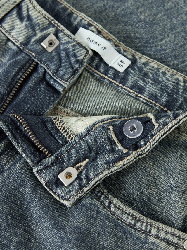 Name It 5-Pocket-Jeans »NKFROSE für Mädchen mit Destroyed-Effekt und hohem Bund« normal, Denim, Abriebeffekte, Reißverschluss