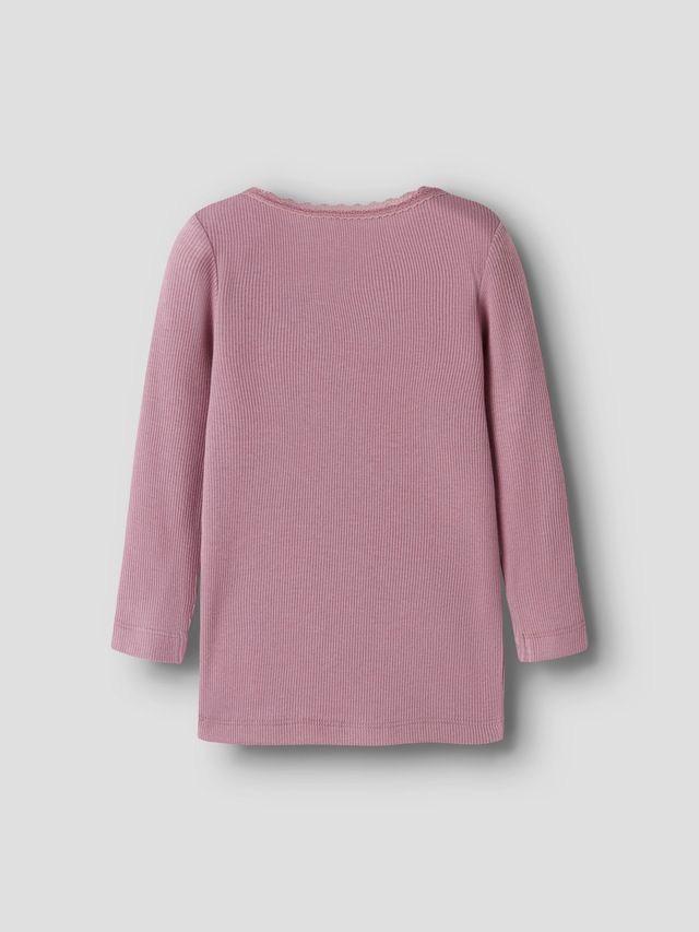 Name It Langarmshirt »NMFKAB LS TOP NOOS« in Feinripp und mit süßer Spitzenkante am Ausschnitt