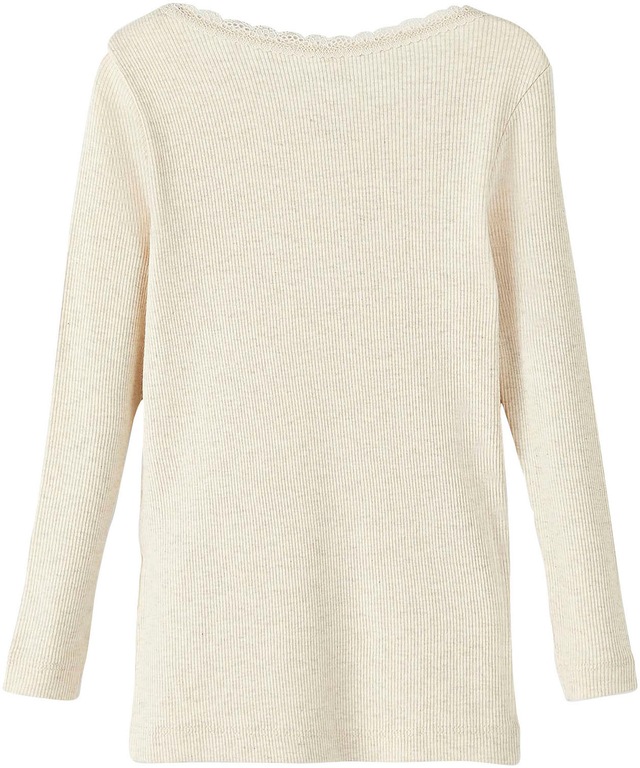 Name It Langarmshirt »NMFKAB LS TOP NOOS« in Feinripp und mit süßer Spitzenkante am Ausschnitt