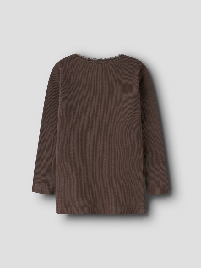 Name It Langarmshirt »NMFKAB LS TOP NOOS« in Feinripp und mit süßer Spitzenkante am Ausschnitt