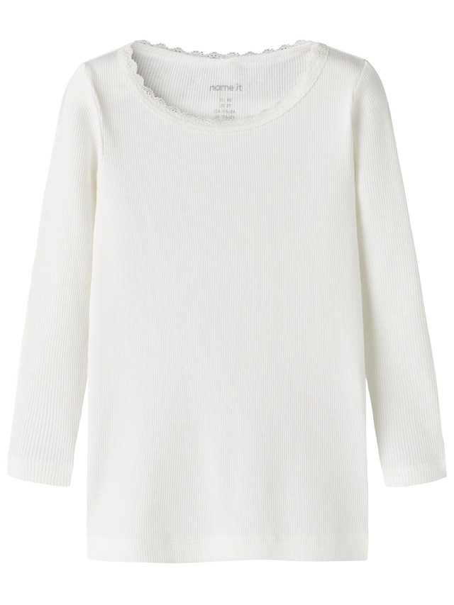 Name It Langarmshirt »NMFKAB LS TOP NOOS« in Feinripp und mit süßer Spitzenkante am Ausschnitt
