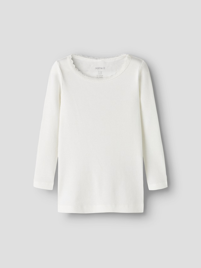 Name It Langarmshirt »NMFKAB LS TOP NOOS« in Feinripp und mit süßer Spitzenkante am Ausschnitt