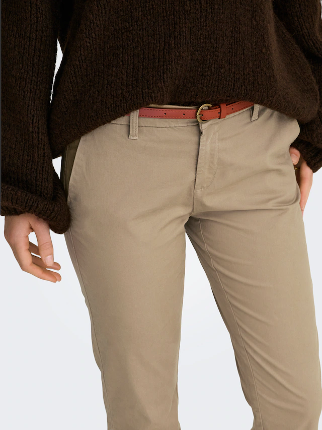 ONLY Chinohose »ONLBIANA – Chinohose mit Gürtel und Umschlagsaum« slim fit, modisch, Web, Baumwollmischung