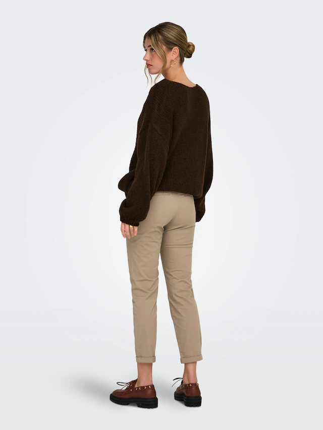 ONLY Chinohose »ONLBIANA – Chinohose mit Gürtel und Umschlagsaum« slim fit, modisch, Web, Baumwollmischung