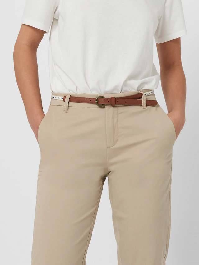ONLY Chinohose »ONLBIANA – Chinohose mit Gürtel und Umschlagsaum« slim fit, modisch, Web, Baumwollmischung