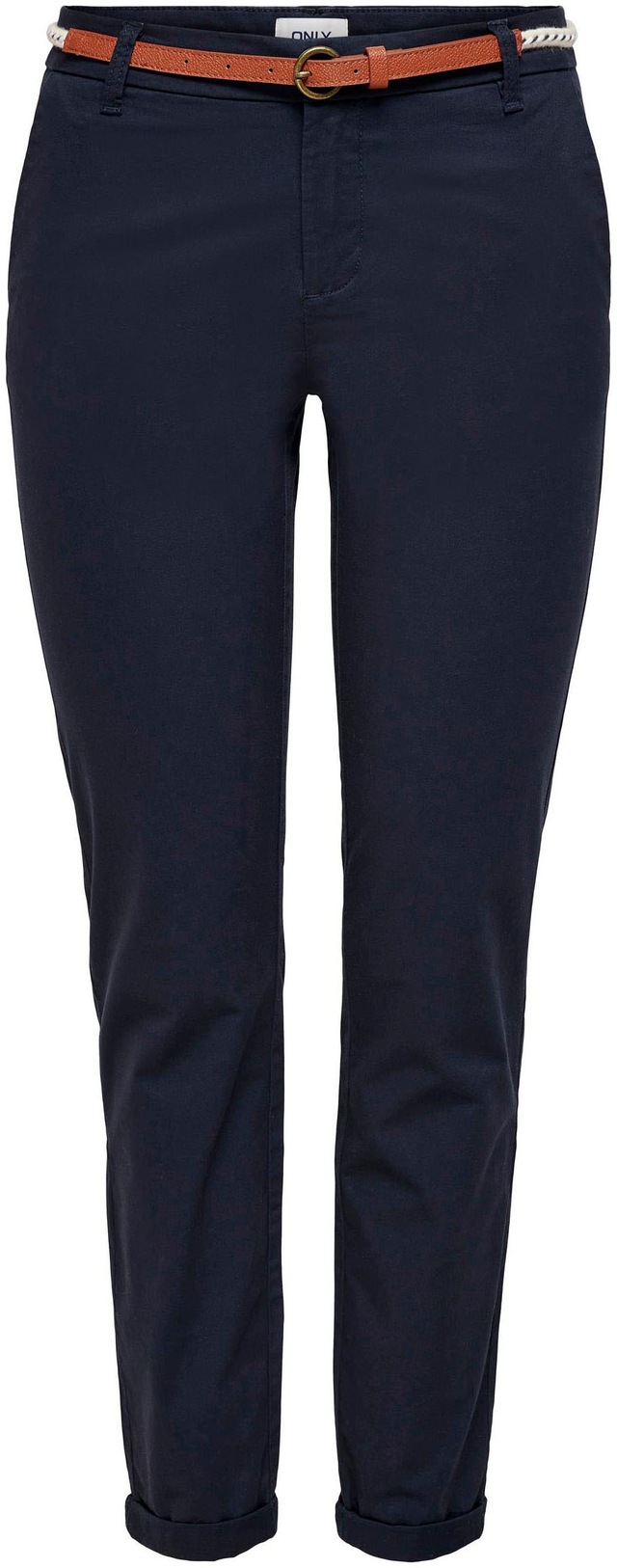 ONLY Chinohose »ONLBIANA – Chinohose mit Gürtel und Umschlagsaum« slim fit, modisch, Web, Baumwollmischung