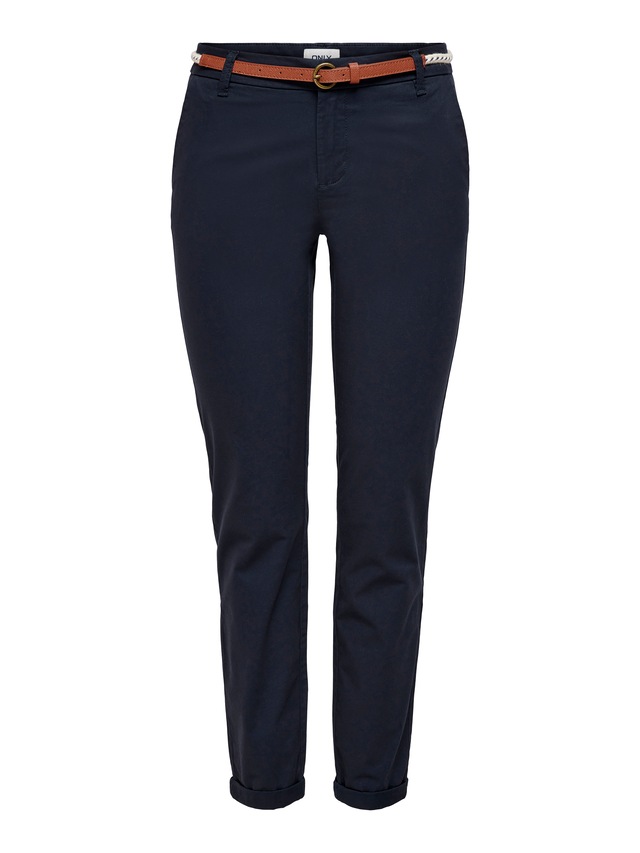 ONLY Chinohose »ONLBIANA – Chinohose mit Gürtel und Umschlagsaum« slim fit, modisch, Web, Baumwollmischung