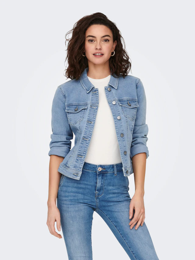 ONLY Jeansjacke »ONLWONDER – Jeansjacke mit Teilungsnähten und Stretch« sehr figurbetont, casual, Denim, Baumwollmischung, Brusttaschen
