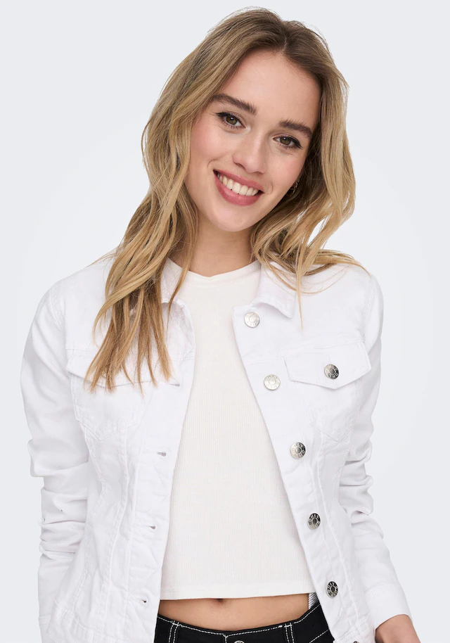 ONLY Jeansjacke »ONLWONDER – Jeansjacke mit Teilungsnähten und Stretch« sehr figurbetont, casual, Denim, Baumwollmischung, Brusttaschen