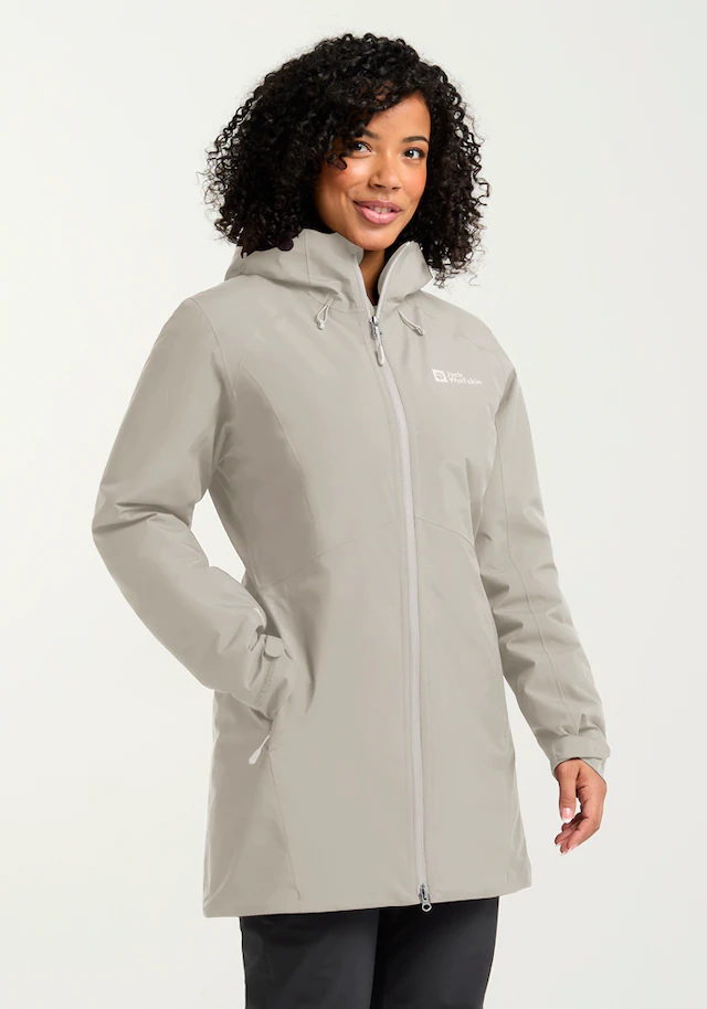 Jack Wolfskin Winterjacke »HEIDELSTEIN INS JKT W« mit Kapuze mit langem Schnitt, wasserdicht, winddicht, atmungsaktiv