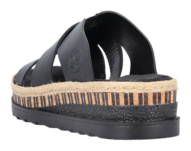 Rieker Pantolette Keilabsatz, Sommerschuh, Schlappen mit Juteumrahmung