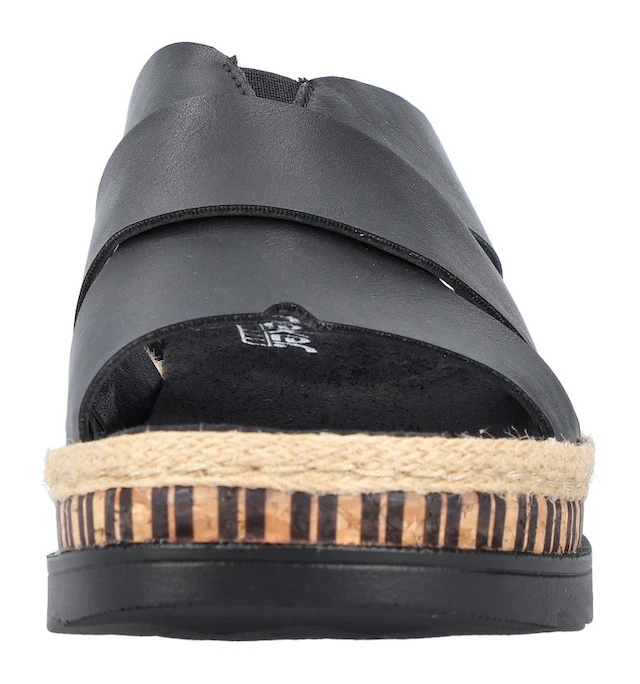 Rieker Pantolette Keilabsatz, Sommerschuh, Schlappen mit Juteumrahmung