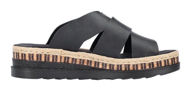 Rieker Pantolette Keilabsatz, Sommerschuh, Schlappen mit Juteumrahmung