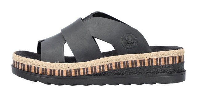 Rieker Pantolette Keilabsatz, Sommerschuh, Schlappen mit Juteumrahmung