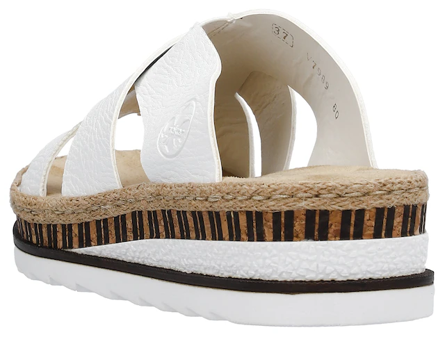 Rieker Pantolette Keilabsatz, Sommerschuh, Schlappen mit Juteumrahmung