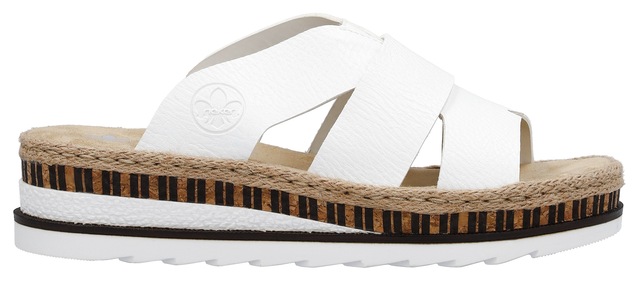 Rieker Pantolette Keilabsatz, Sommerschuh, Schlappen mit Juteumrahmung