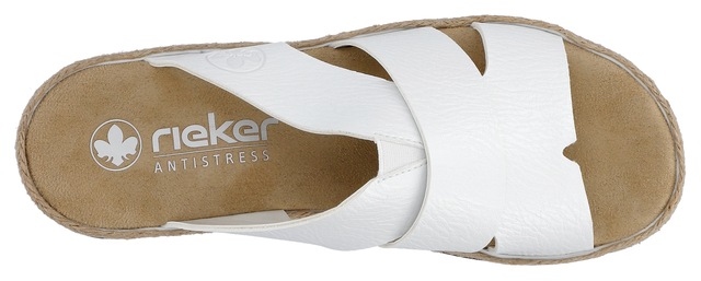 Rieker Pantolette Keilabsatz, Sommerschuh, Schlappen mit Juteumrahmung