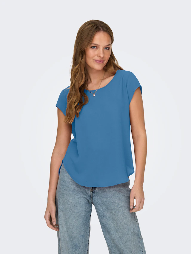 ONLY Kurzarmbluse »ONLVIC – feminines Blusenshirt in lockerer Form« Materialmix, regular fit
