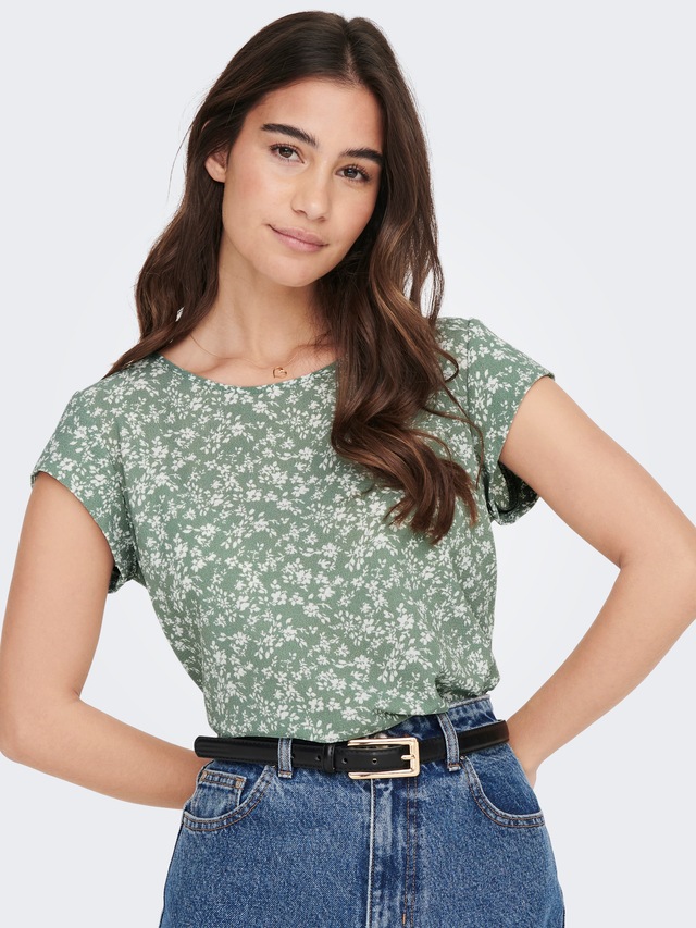 ONLY Shirtbluse »ONLVIC S/S AOP TOP NOOS PTM« mit Allover Druck